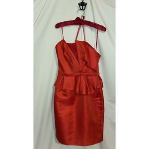 1 DAY SALE Theia Red/orange beaded cocktail dress